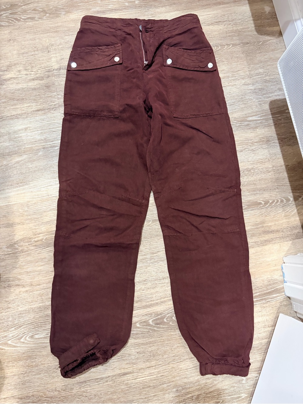 AllSaints Deep Burgundy Elastic Waist Pants
